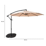 Parasol Banane à Mât Déporté 3 m & 4 Pieds en Éventail - Beige