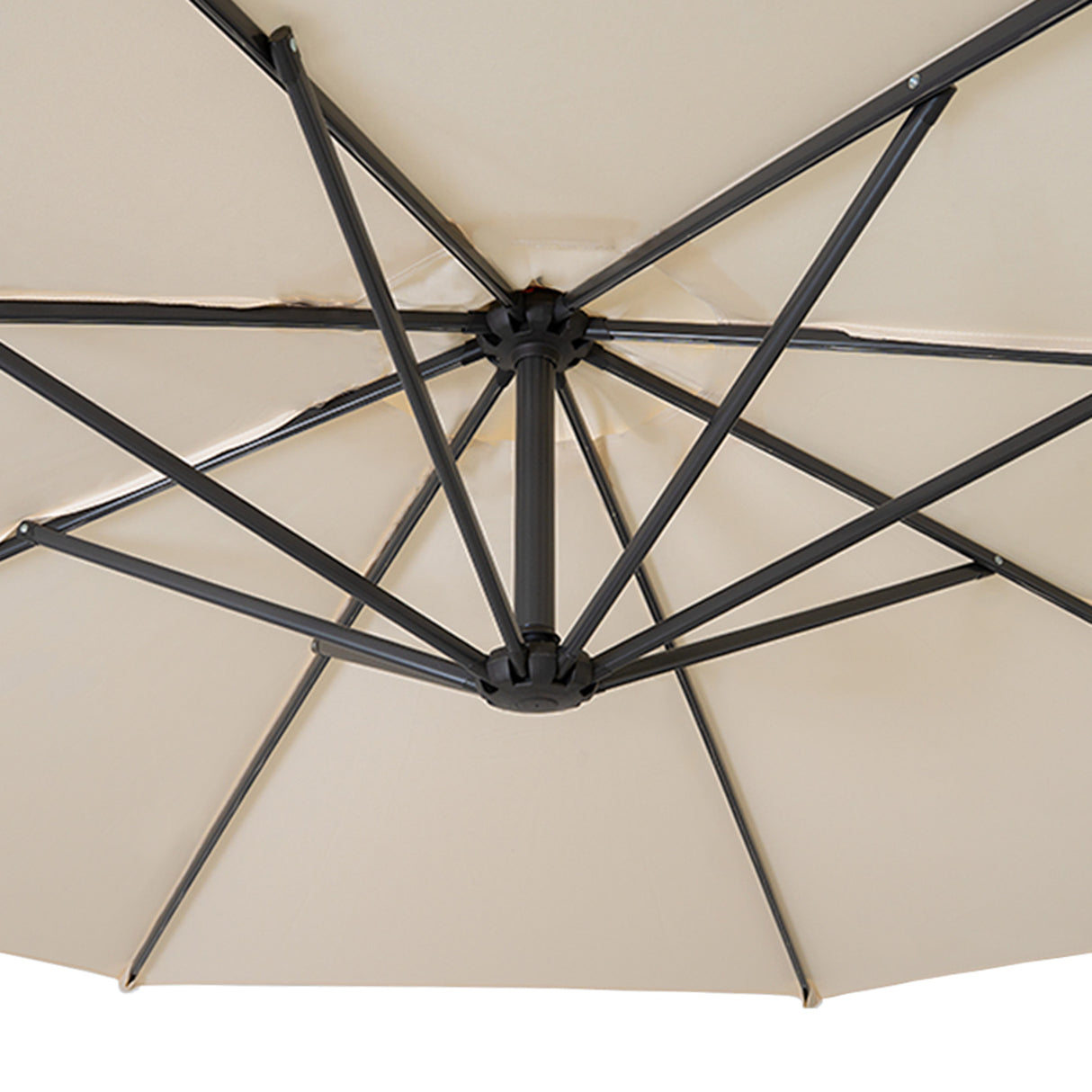 Parasol Banane à Mât Déporté 3 m & 4 Pieds en Éventail - Crème
