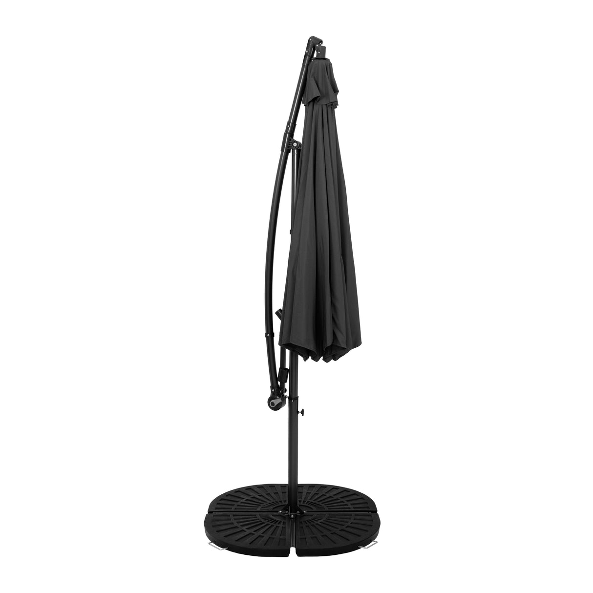 Parasol Banane à Mât Déporté 3 m & 4 Pieds en Éventail - Gris