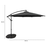 Parasol Banane à Mât Déporté 3 m & 4 Pieds en Éventail - Gris