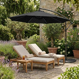 Parasol Banane à Mât Déporté à LED 3 m & 4 Pieds en Éventail - Noir