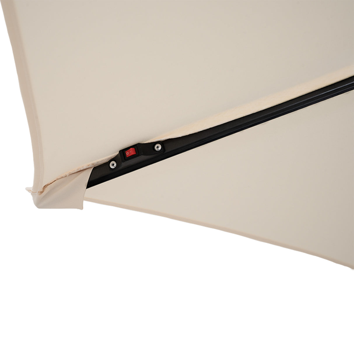 Parasol Banane à Mât Déporté à LED 3 m & 4 Pieds en Éventail - Crème