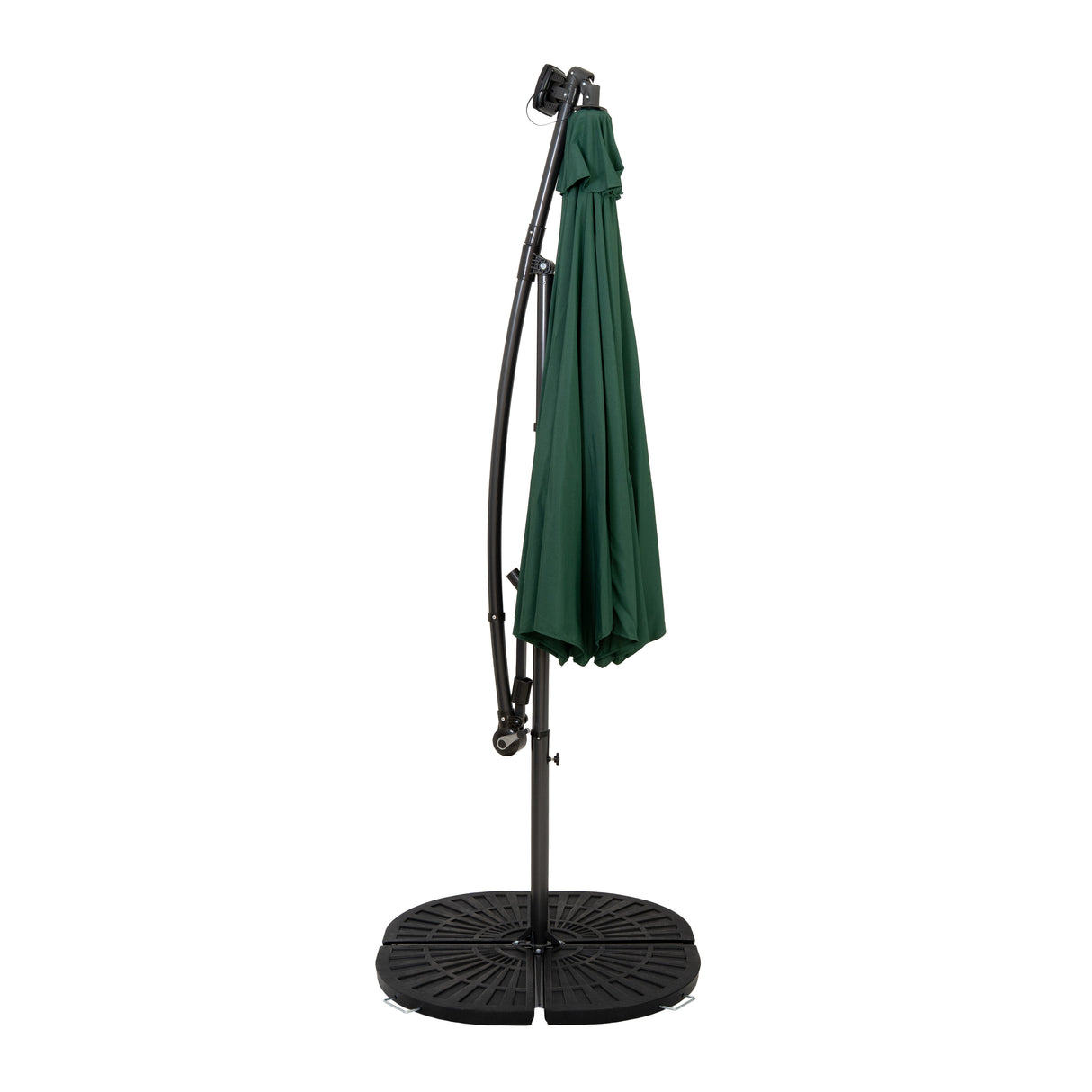 Parasol Banane à Mât Déporté à LED 3 m & 4 Pieds en Éventail - Vert