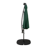 Parasol Banane à Mât Déporté à LED 3 m & 4 Pieds en Éventail - Vert