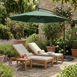 Parasol Banane à Mât Déporté à LED 3 m & 4 Pieds en Éventail - Vert