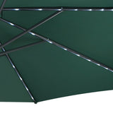Parasol Banane à Mât Déporté à LED 3 m & 4 Pieds en Éventail - Vert