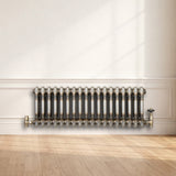 Radiateur Traditionnel à 2 Colonnes & Vannes - 300 x 830 mm - Métal Brut