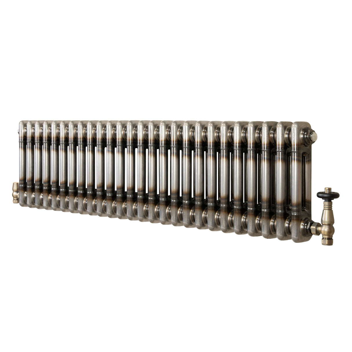 Radiateur Traditionnel à 2 Colonnes & Vannes - 300 x 1190 mm - Métal Brut