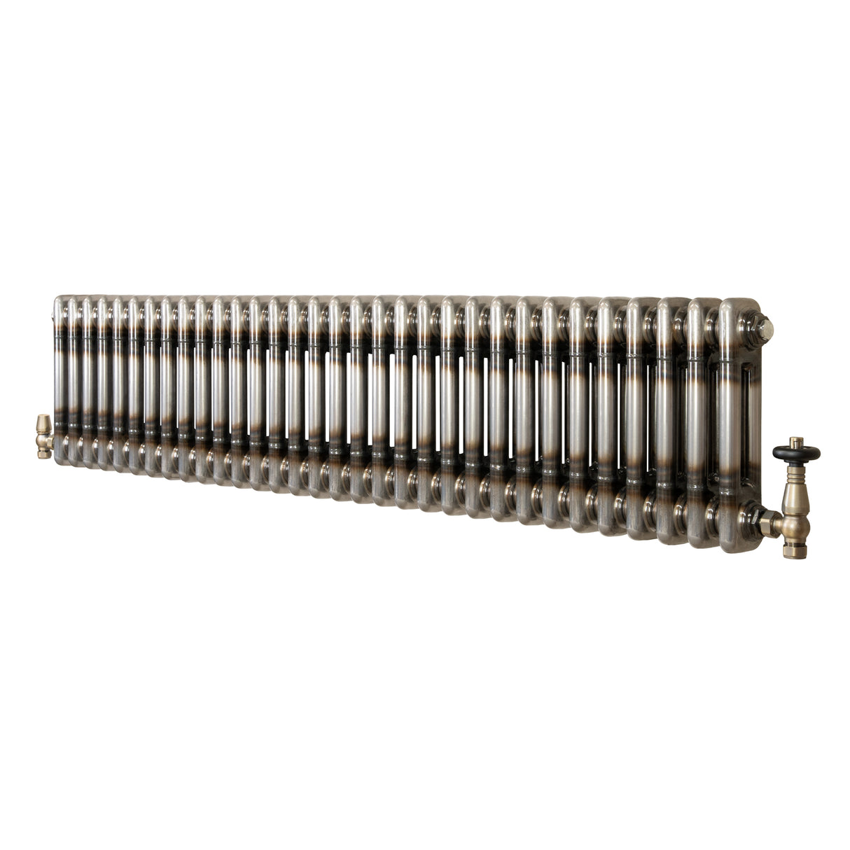 Radiateur Traditionnel à 2 Colonnes & Vannes - 300 x 1460 mm - Métal Brut
