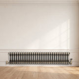 Radiateur Traditionnel à 2 Colonnes & Vannes - 300 x 1460 mm - Métal Brut