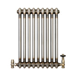 Radiateur Traditionnel à 2 Colonnes & Vannes - 600 x 425 mm - Métal Brut