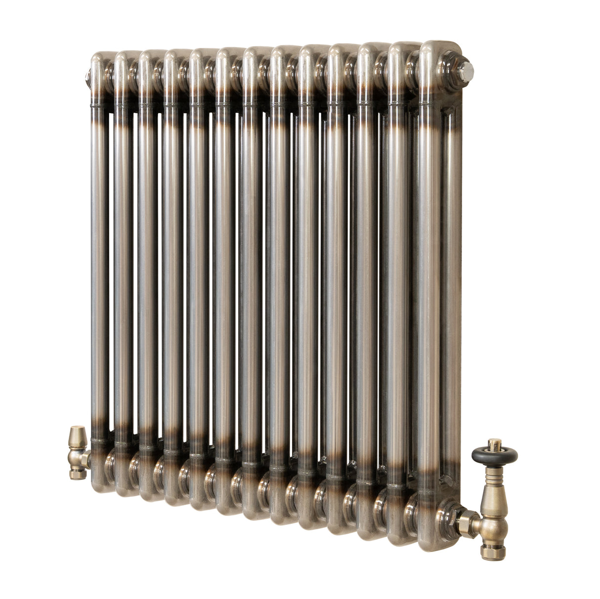 Radiateur Traditionnel à 2 Colonnes & Vannes - 600 x 605 mm - Métal Brut