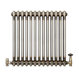Radiateur Traditionnel à 2 Colonnes & Vannes - 600 x 605 mm - Métal Brut