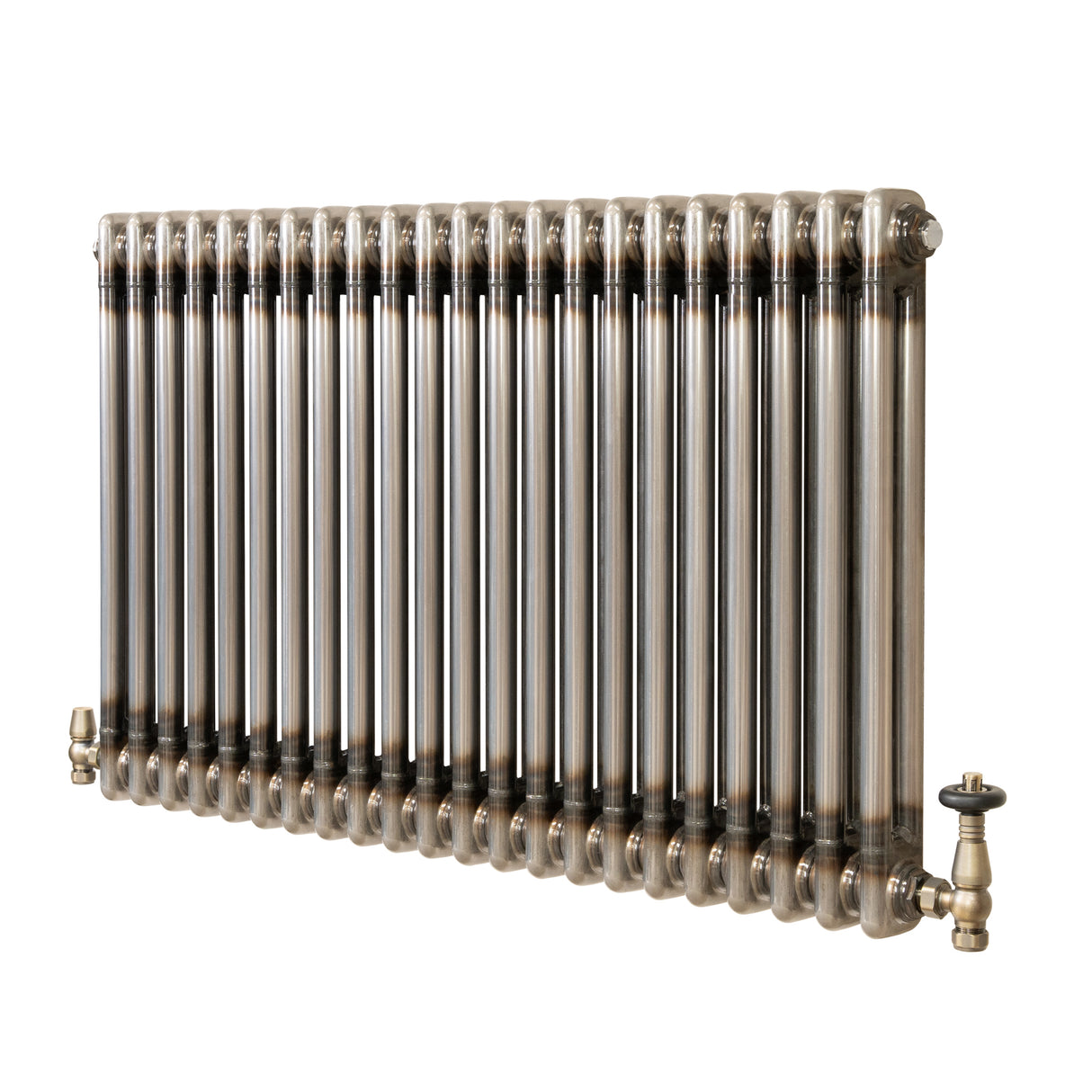 Radiateur Traditionnel à 2 Colonnes & Vannes - 600 x 1010 mm - Métal Brut