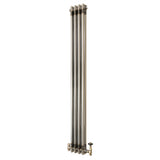Radiateur Traditionnel à 2 Colonnes & Vannes - 1500 x 200 mm - Métal Brut