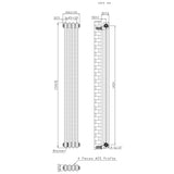 Radiateur Traditionnel à 2 Colonnes & Vannes - 1500 x 200 mm - Métal Brut