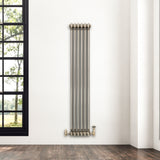 Radiateur Traditionnel à 2 Colonnes & Vannes - 1500 x 290 mm - Métal Brut