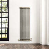 Radiateur Traditionnel à 2 Colonnes & Vannes - 1500 x 470 mm - Métal Brut