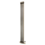 Radiateur Traditionnel à 2 Colonnes & Vannes - 1800 x 200 mm - Métal Brut