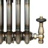 Radiateur Traditionnel à 2 Colonnes & Vannes - 1800 x 200 mm - Métal Brut
