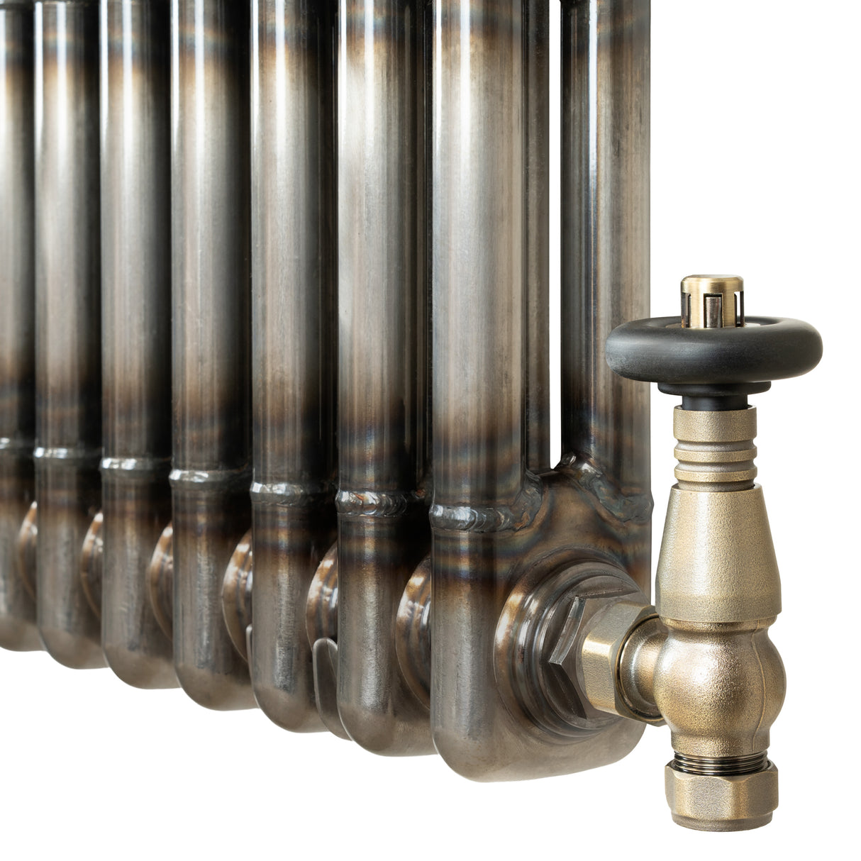 Radiateur Traditionnel à 3 Colonnes & Vannes - 300 x 650 mm - Métal Brut