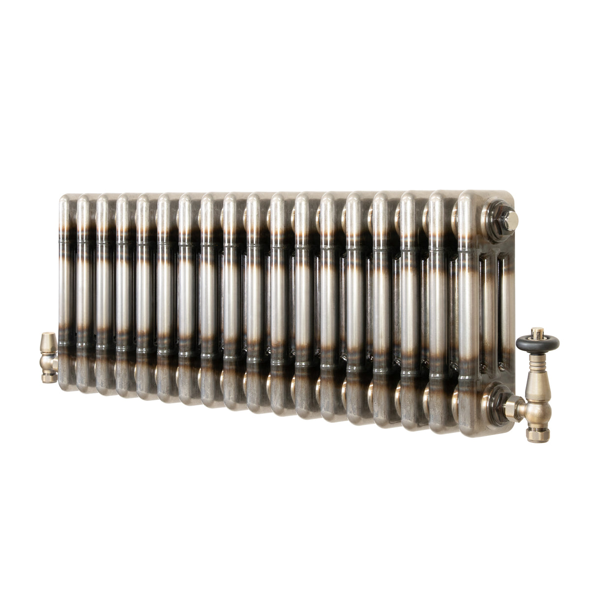 Radiateur Traditionnel à 3 Colonnes & Vannes - 300 x 830 mm - Métal Brut