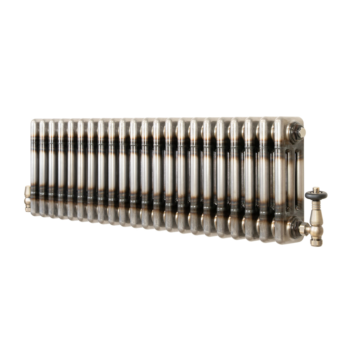 Radiateur Traditionnel à 3 Colonnes & Vannes - 300 x 1010 mm - Métal Brut