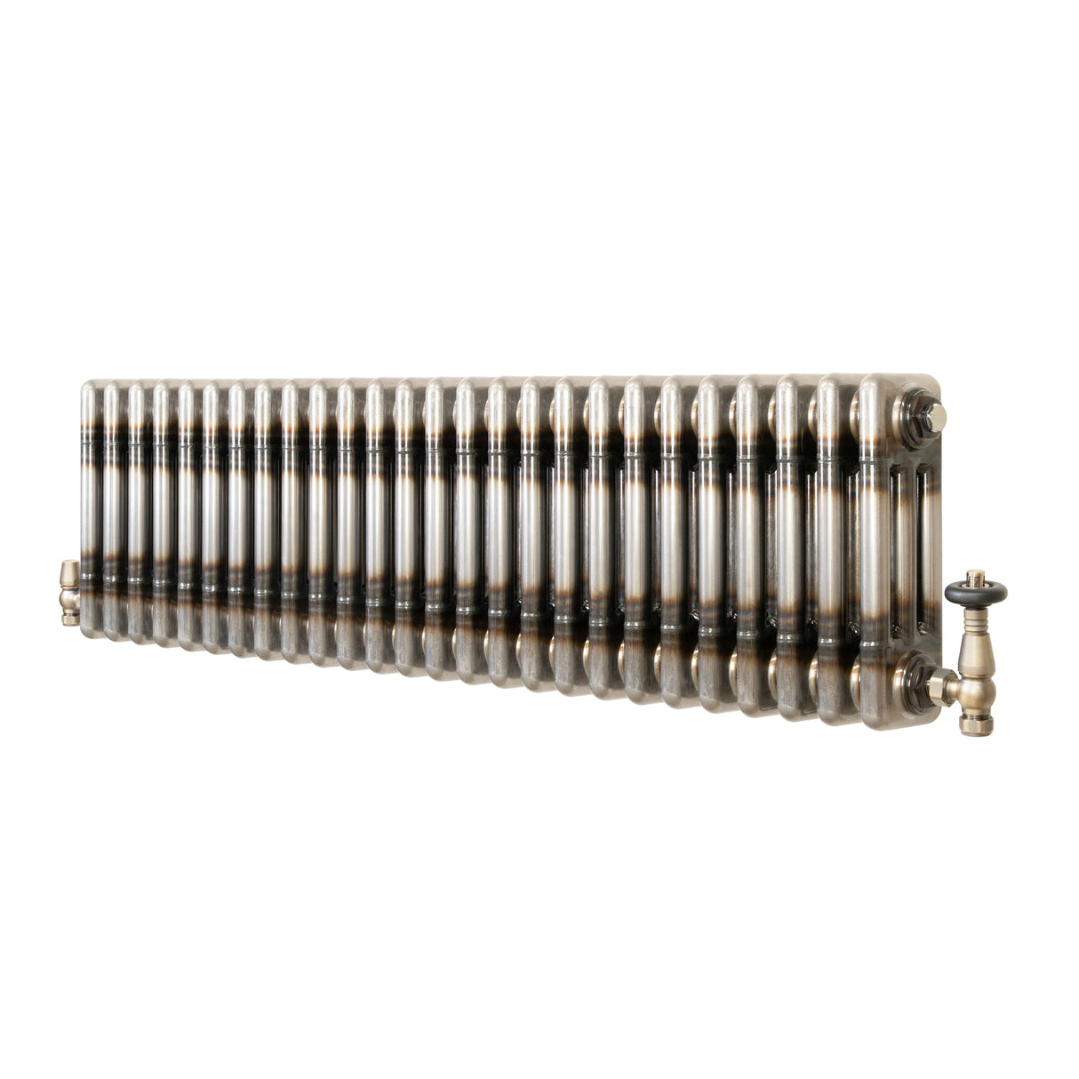 Radiateur Traditionnel à 3 Colonnes & Vannes - 300 x 1190 mm - Métal Brut