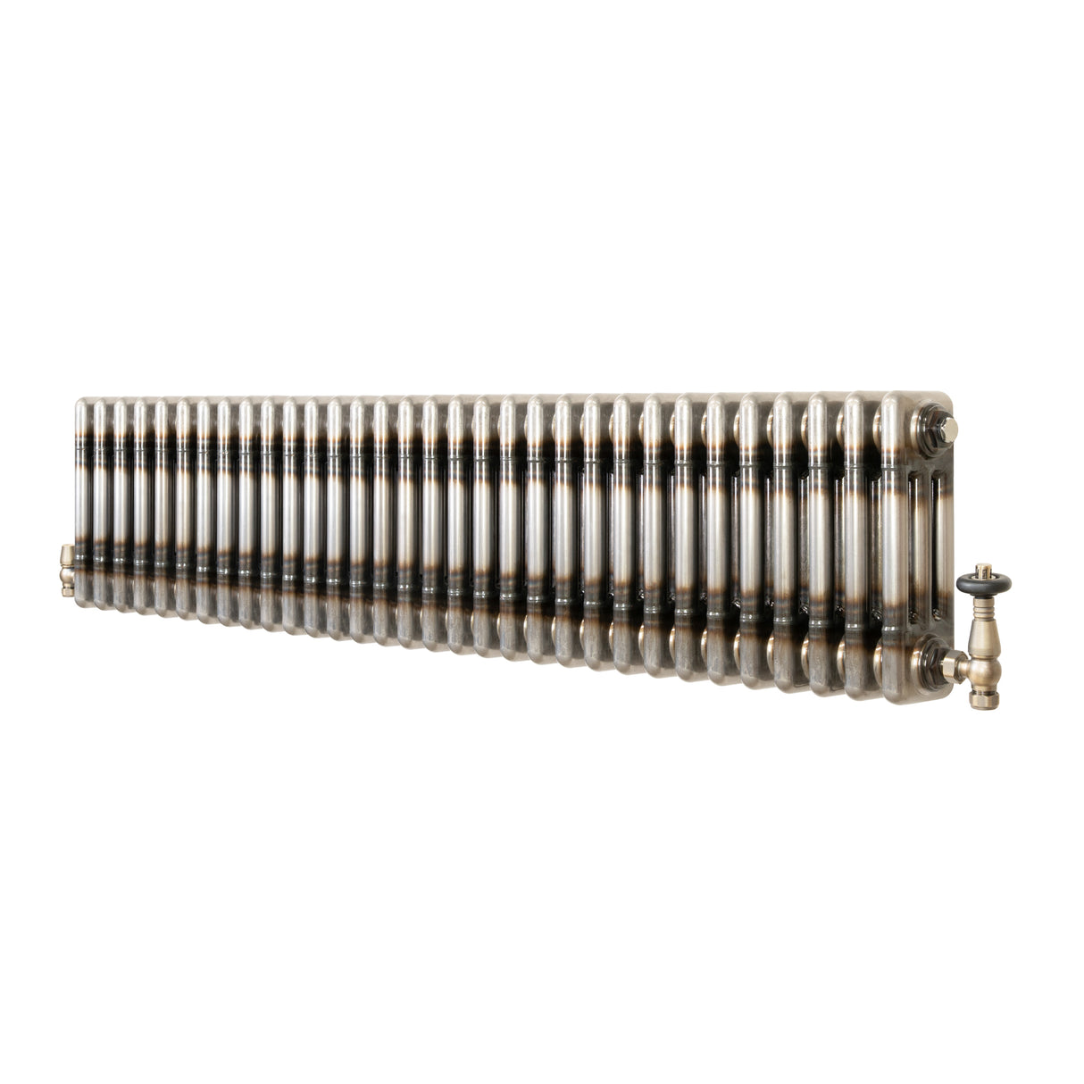 Radiateur Traditionnel à 3 Colonnes & Vannes - 300 x 1460 mm - Métal Brut