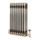 Radiateur Traditionnel à 3 Colonnes & Vannes - 600 x 425 mm - Métal Brut