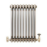 Radiateur Traditionnel à 3 Colonnes & Vannes - 600 x 425 mm - Métal Brut