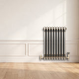 Radiateur Traditionnel à 3 Colonnes & Vannes - 600 x 425 mm - Métal Brut
