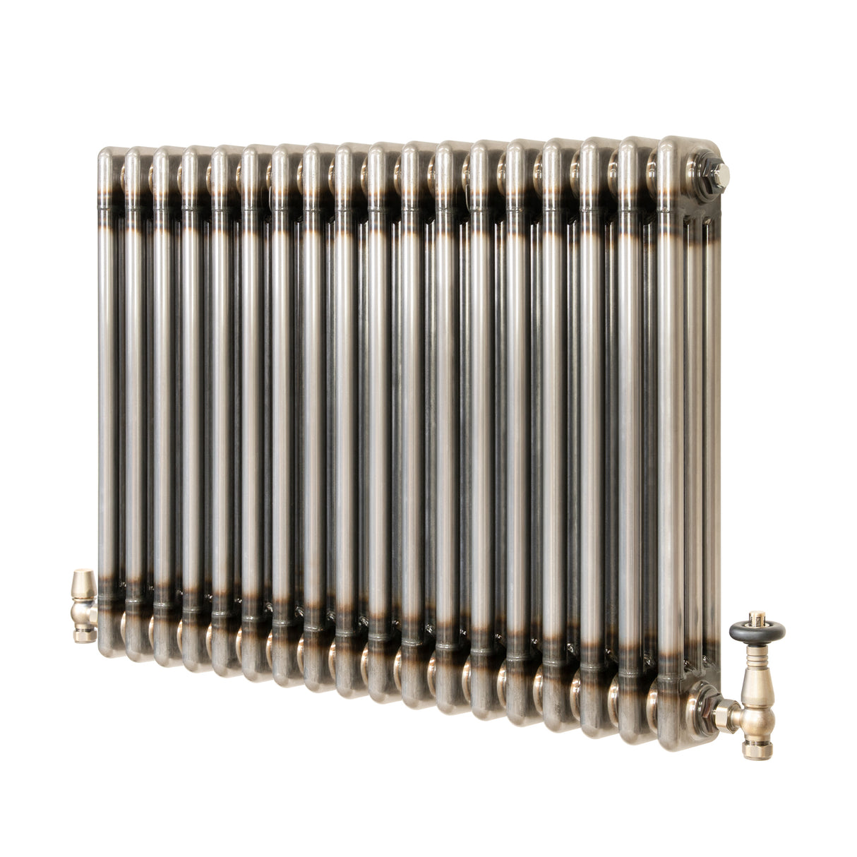 Radiateur Traditionnel à 3 Colonnes & Vannes - 600 x 830 mm - Métal Brut