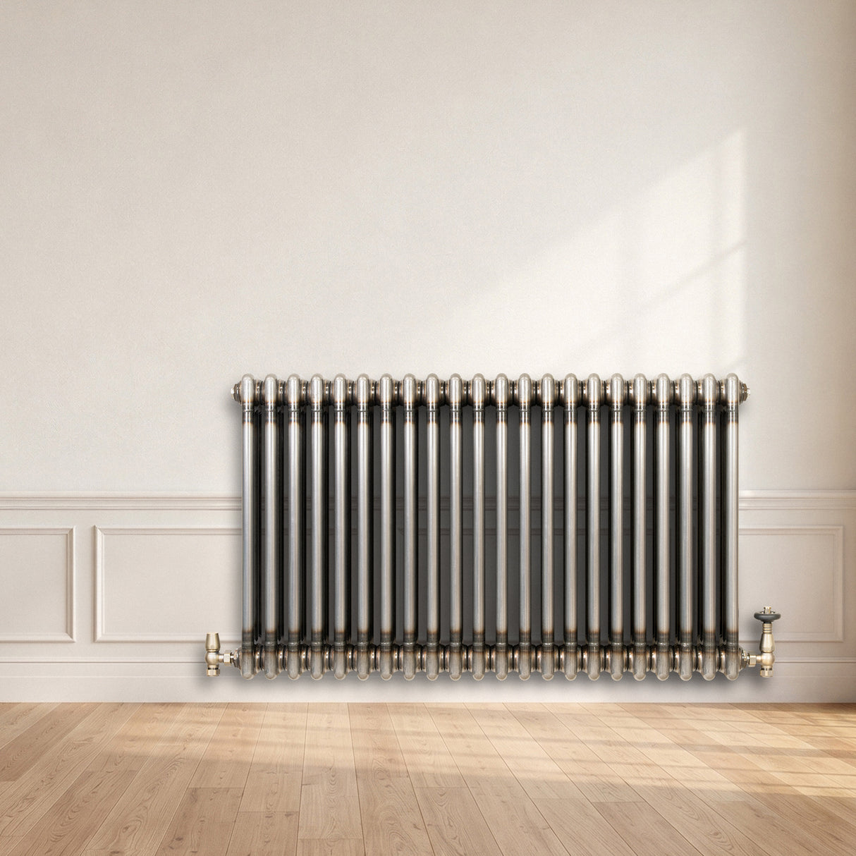 Radiateur Traditionnel à 3 Colonnes & Vannes - 600 x 1010 mm - Métal Brut