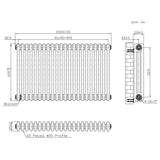 Radiateur Traditionnel à 3 Colonnes & Vannes - 600 x 1010 mm - Métal Brut