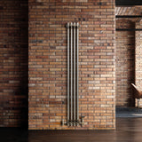 Radiateur Traditionnel à 3 Colonnes & Vannes - 1500 x 200 mm - Métal Brut