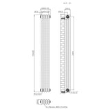 Radiateur Traditionnel à 3 Colonnes & Vannes - 1500 x 200 mm - Métal Brut