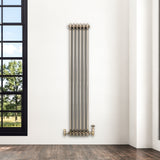 Radiateur Traditionnel à 3 Colonnes & Vannes - 1500 x 290 mm - Métal Brut