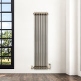 Radiateur Traditionnel à 3 Colonnes & Vannes - 1500 x 470 mm - Métal Brut