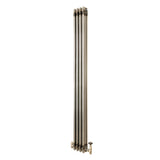 Radiateur Traditionnel à 3 Colonnes & Vannes - 1800 x 200 mm - Métal Brut