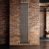Radiateur Traditionnel à 3 Colonnes & Vannes - 1800 x 380 mm - Métal Brut