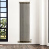 Radiateur Traditionnel à 3 Colonnes & Vannes - 1800 x 470 mm - Métal Brut