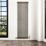 Radiateur Traditionnel à 3 Colonnes & Vannes - 1800 x 560 mm - Métal Brut