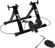 Support d'entraînement pour vélo à résistance magnétique, finition noire, robuste, avec rouleaux et accessoires pour un usage intérieur