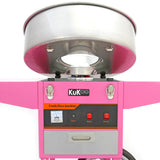 Machine à barbe à papa rose vif avec un grand bol en acier inoxydable, boutons de contrôle et design moderne, idéale pour les fêtes