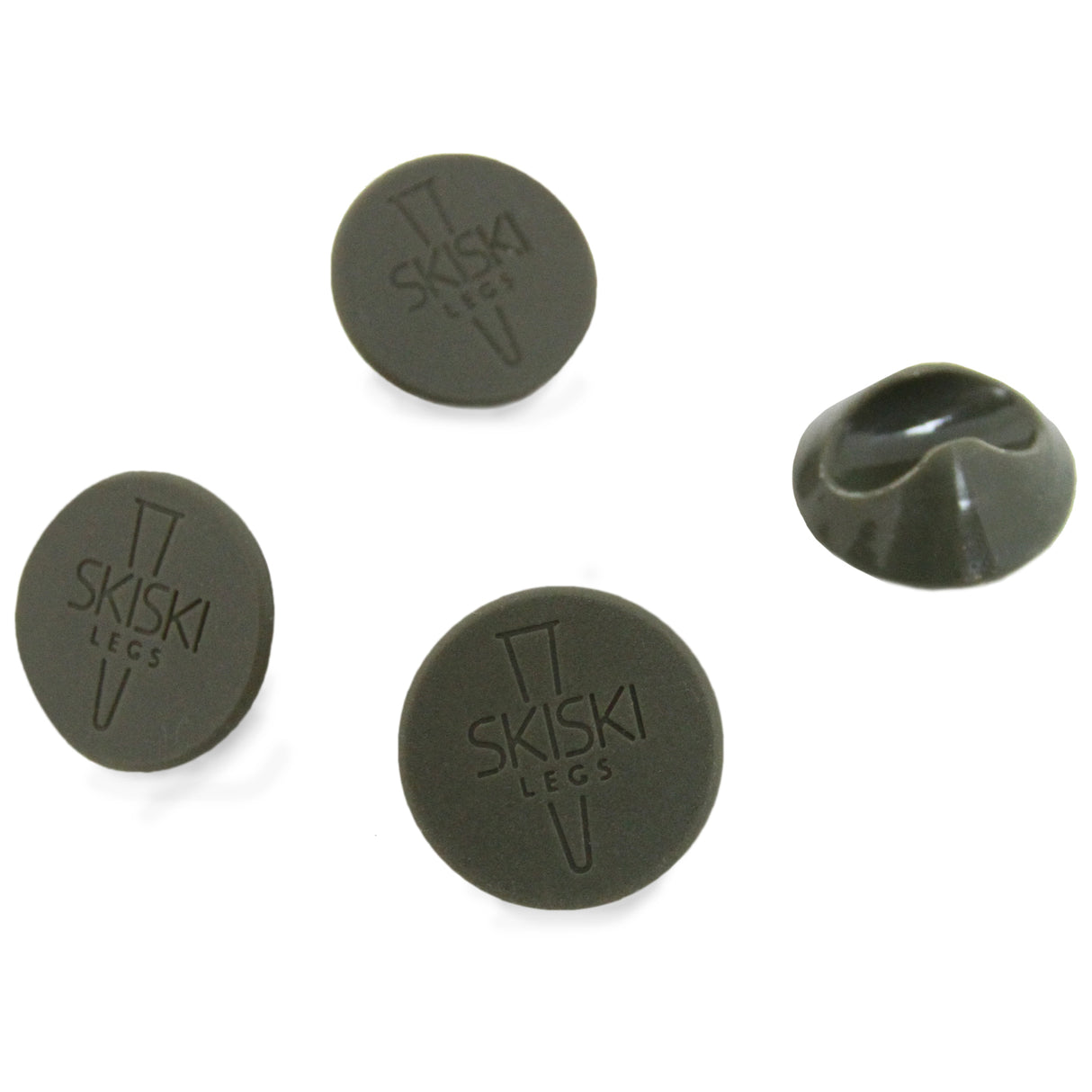 Quatre embouts de protection gris en silicone pour pieds de table, ronds, de 12 mm, offrant une surface antidérapante et durable