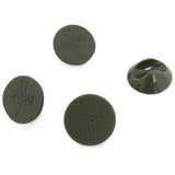 Quatre embouts de protection gris en silicone pour pieds de table, ronds, de 10 mm, avec une texture lisse et durable