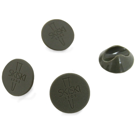 Quatre embouts de protection gris en silicone pour pieds de table, ronds, de 10 mm, avec une texture lisse et durable