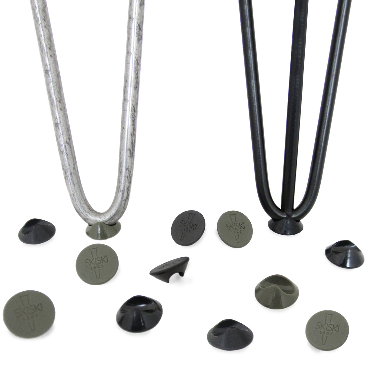 Embouts de protection gris en silicone pour pieds de table, forme ronde, texture lisse, adaptés pour tubes de 12 mm de diamètre