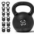 Kettlebell en fonte de 16 kg, finition noire texturée, avec une poignée large pour une prise confortable et un logo visible